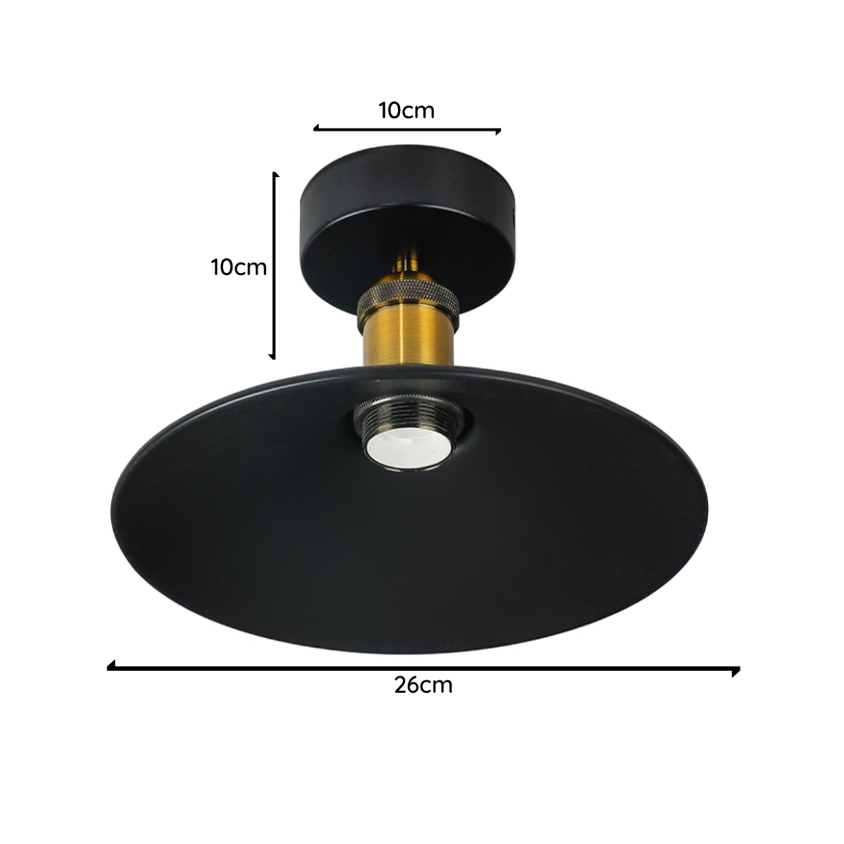 Lámpara de Techo Negra Porta Ampolleta E27