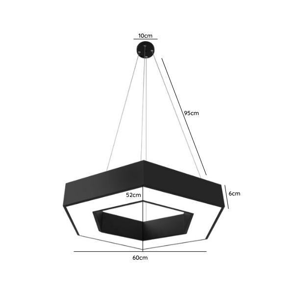 Lámpara de Techo LED Hexagonal 36W - Modelos Abierto y Cerrado