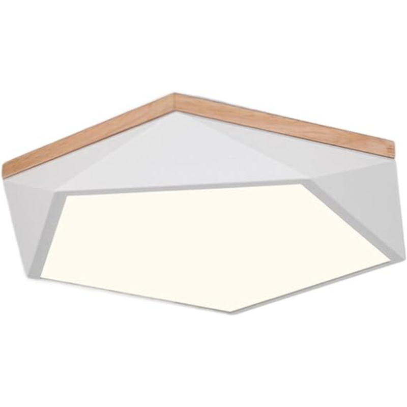 Lámpara de Techo LED Pentágono de Madera y Aluminio 36+36W con Control Remoto