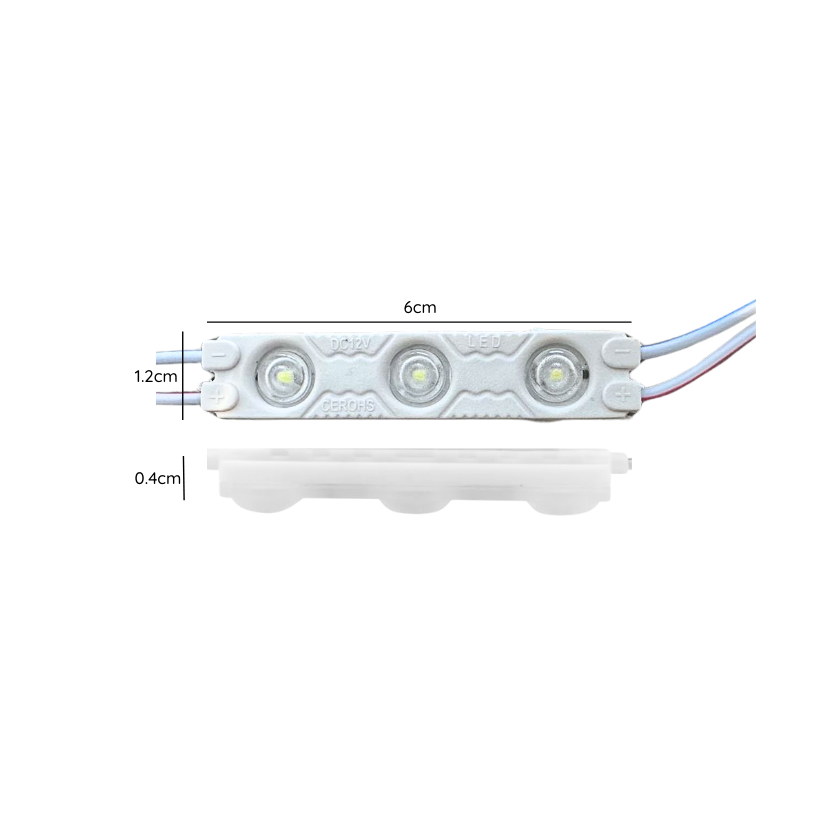 Módulo LED DC 12V 1W 3LED Luz Fría 6500K IP65 – Paquete de 200 Unidades